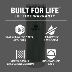 Stanley 16oz Classic Travel Press Hammertone Green -Camping Equipment Store 022 2