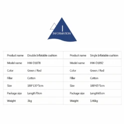 Hewolf Inflatable Mat Orange - Single/Double -Camping Equipment Store 18781