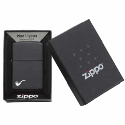 Zippo 218PL Black Matte Pipe Lighter With Pipe Logo - Refillable Windproof Lighter -Camping Equipment Store 218PL 1
