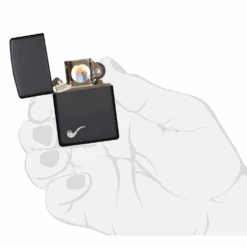 Zippo 218PL Black Matte Pipe Lighter With Pipe Logo - Refillable Windproof Lighter -Camping Equipment Store 218PL 3