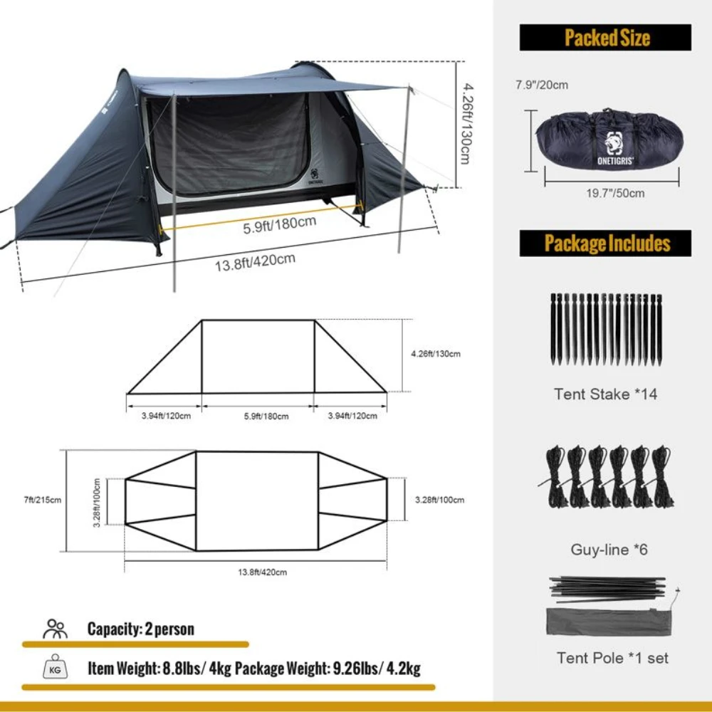 OneTigris Outbreak Retreat Camping Tent - Black 2 OneTigris Outbreak Retreat Camping Tent - Black - Image 2