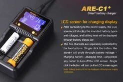 Fenix ARE-C1+ Smart Battery Charger -Camping Equipment Store ARE C1plus battery charger lcd display