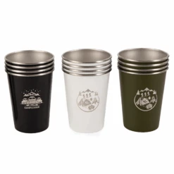 Camp Leader 4 Pcs Stainless Steel Cup - Black -Camping Equipment Store CL01 GRN 03