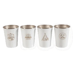 Camp Leader 4 Pcs Stainless Steel Cup - White