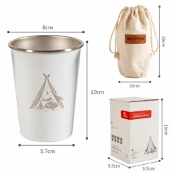Camp Leader 4 Pcs Stainless Steel Cup - White -Camping Equipment Store CL01 WHT 04