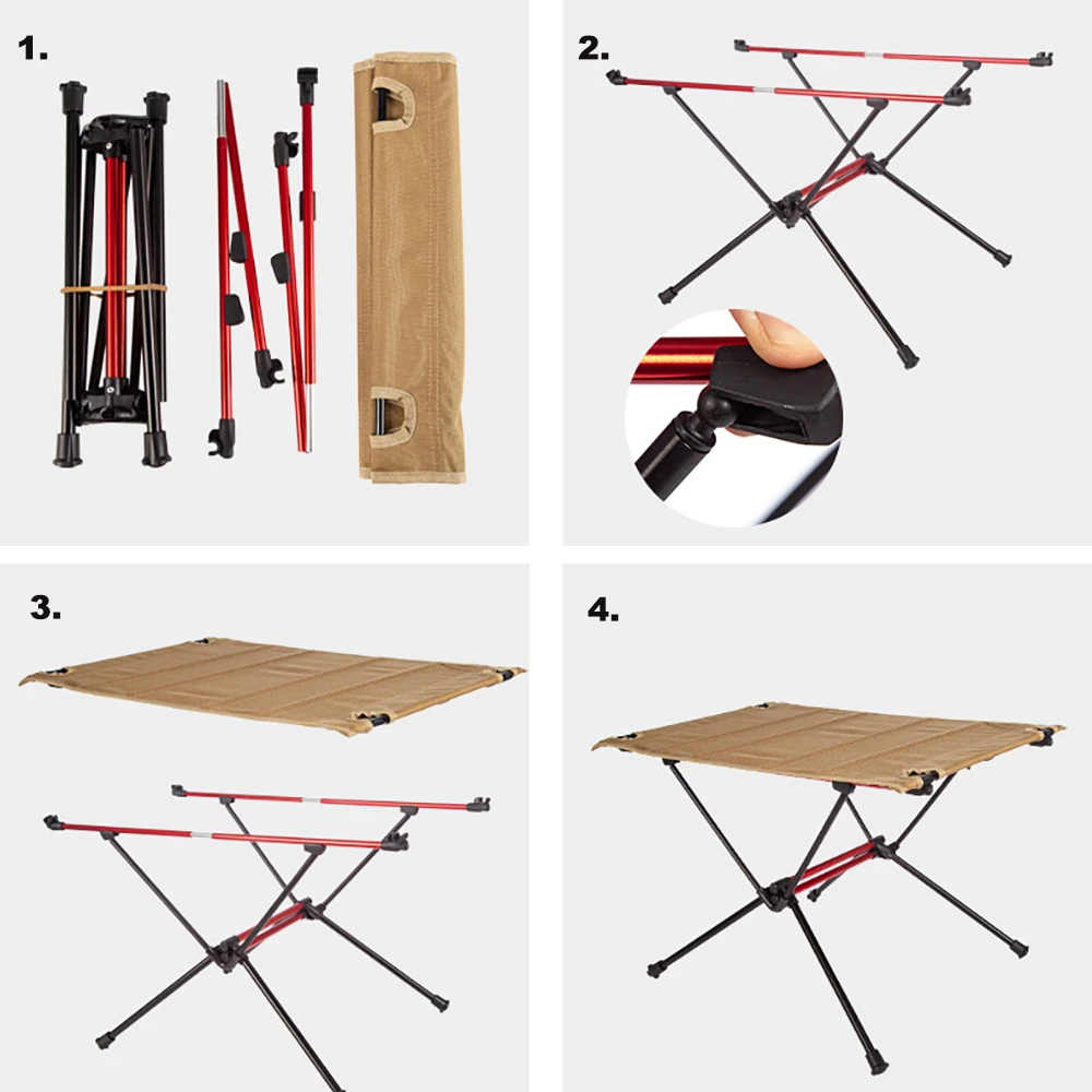 Camp Leader Fabric Top Folding Table - TAN 4 Camp Leader Fabric Top Folding Table - TAN - Image 4