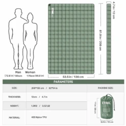 Etrol Whale Double Inflatable Sleeping Pad -Camping Equipment Store CQD 2 Be 08