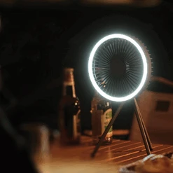 Tripod Fan With White Ring Light USB Rechargeable -Camping Equipment Store Edited 6
