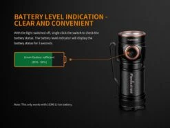 Fenix E18R XP-L Hi Led Flashlight Black 750 Lumen -Camping Equipment Store Fenix E18R EDC Flashlight battery level