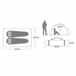 Hewolf 2 Person Double Layer Aluminum Pole Tent -Camping Equipment Store MON 1595 GRN 7