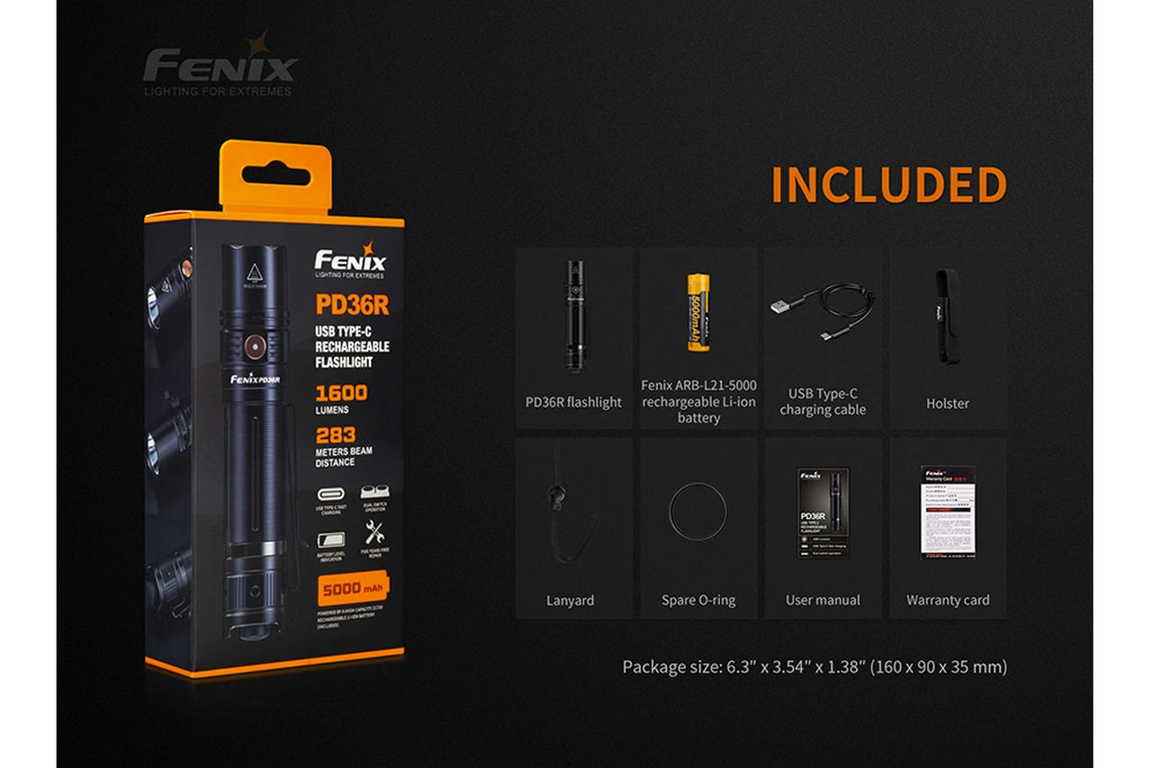 Fenix PD36R Luminus SST40 LED Flashlight Black 8 Fenix PD36R Luminus SST40 LED Flashlight Black - Image 8