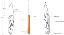 Ruike P138-B Black Liner Lock G10 Folding Knife -Camping Equipment Store diagram of p138 1